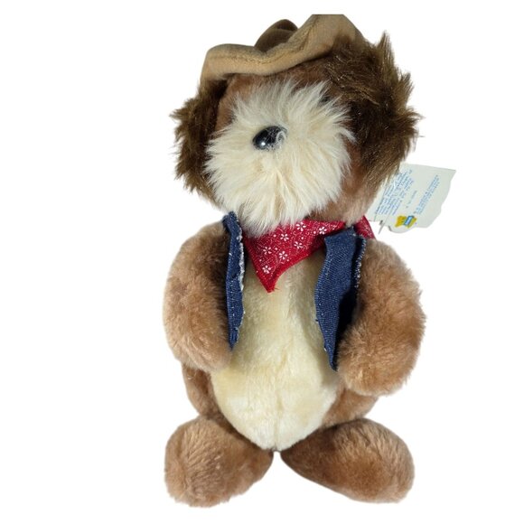 Dakin Nature Babies Paw Dawg Cowboy Teddy Bear Plush Toy hat bandana vest dog - Picture 1 of 9